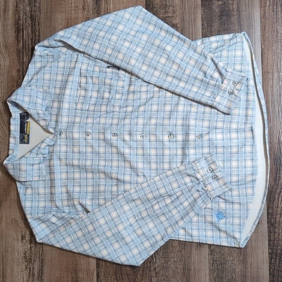 Salewa Polarlite Fleece Flannel 5 Size XXL In Baby Blue Plaid - Picture 1 of 11
